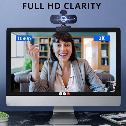 2K Webcam for Computer/Laptop/Desktop/PC, Camera with Microphone, USB Plug&Play, Auto Low Light Correction, Privacy Cover, Tripod, Wide Angle for Meeting/Online Video/Zoom - style: Updated 2K-GQ