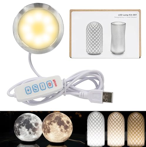 LED Lamp Kit 001 for Bambu Lab Light kit MH001, 3 Color Temperature, Power Outage Color Storage, Dimming, 5V USB Puck Round Lamp Set DIY Hardware Spare Parts for Makerwold 3D Printed Light Projects - color: 1PC