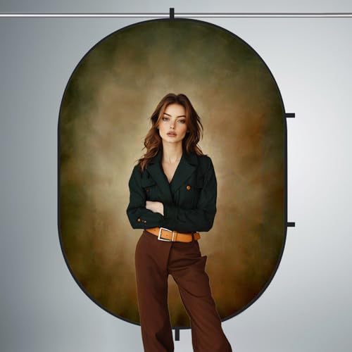 Kate 5x6.5ft(1.5x2m) Collapsible Backdrop Blue Brown Texture Folding Double Sided Backgrounds for Photo, Video Meetings, Live Streaming