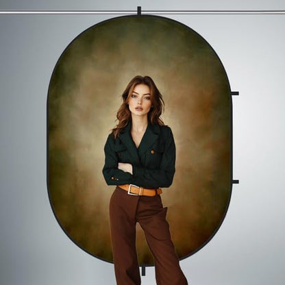 Kate 5x6.5ft(1.5x2m) Collapsible Backdrop Blue Brown Texture Folding Double Sided Backgrounds for Photo, Video Meetings, Live Streaming