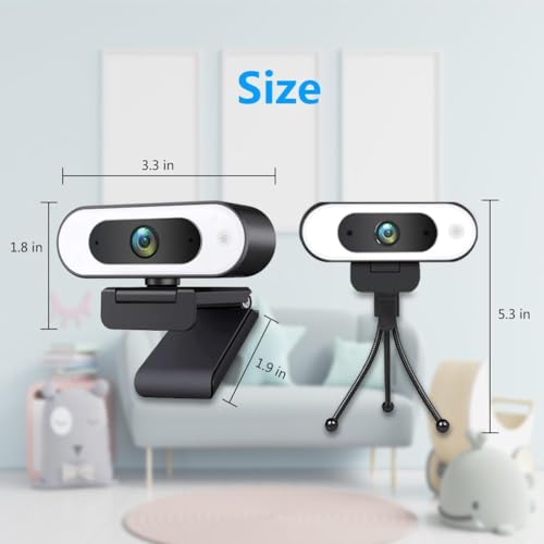 1080P USB Camera for Switch 2/ PC, Ring Light & 3-Level Brightness - Streaming Camera with Built-in Mic, Tripod & Plug&Play for Zoom/Skype/Facetime, PC/Mac/Laptop - color: Black-02