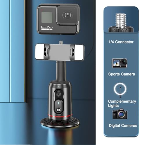 Crienten Auto Face Tracking Tripod, 360° AI Face Tracking Phone Holder with Remote, No App，Smart Phone Stand for iPhone & Android, Rechargeable Tripod for Video Recording, Live Streaming, TikTok, Vlog
