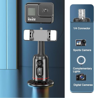 Crienten Auto Face Tracking Tripod, 360° AI Face Tracking Phone Holder with Remote, No App，Smart Phone Stand for iPhone & Android, Rechargeable Tripod for Video Recording, Live Streaming, TikTok, Vlog