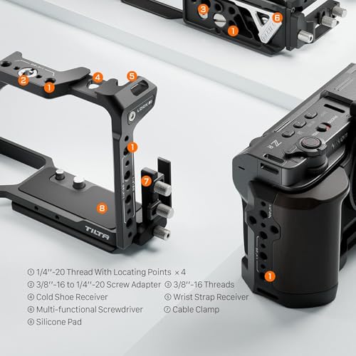 Tilta Camera Cage Base Kit Compatible with Nikon ZR | Modular Design | Features Xeno Top Handle, Cable Clamp, Cold Shoe Receiver | 1/4"-20 and 3/8"-16 Mounting Points | Black - size: Base Kit