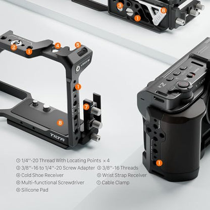 Tilta Camera Cage Base Kit Compatible with Nikon ZR | Modular Design | Features Xeno Top Handle, Cable Clamp, Cold Shoe Receiver | 1/4"-20 and 3/8"-16 Mounting Points | Black - size: Base Kit