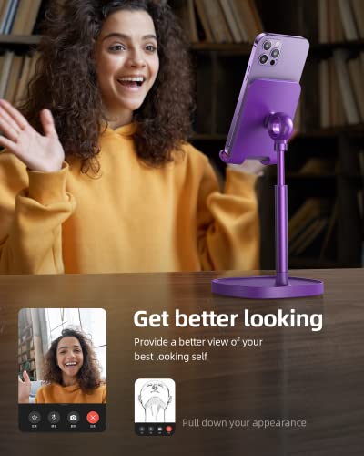 LISEN Cell Phone Stand Adjustable Phone Holer for Desk, Computer Office Desk Accessories for iPhone 16 Holder Women Kitchen Essentials Fits Switch Kindle iPads Tablet 4-10in (Dark Purple) - color: Dark Purple