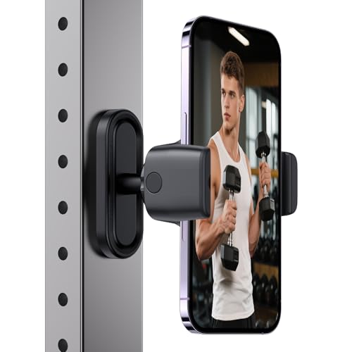 Magnetic Phone Holder for Gym - 360° Adjustable Magnet Phone Mount for Workout Recording, Compatible with iPhone 16/15/14/13/12, Android and Smartphone