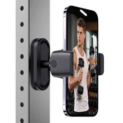 Magnetic Phone Holder for Gym - 360° Adjustable Magnet Phone Mount for Workout Recording, Compatible with iPhone 16/15/14/13/12, Android and Smartphone