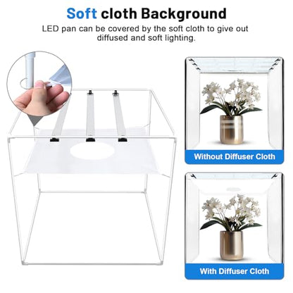 32x32 Inch Photo Studio Photo Light Box for Photography, 405 LED Large Lightbox with 3 Light Panel Stepless Dimming and Soft Light Cloth Professional Photo Background Shooting Tents - size: 32x32 in (3 LED Strips)