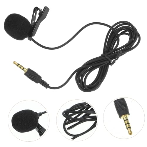 NUOBESTY Portable Clip Lapel Microphone Lightweight Mini Lavalier Mic for Clear Hands Recording Compatible with Smartphones Cameras Plug and Play Easy Operation