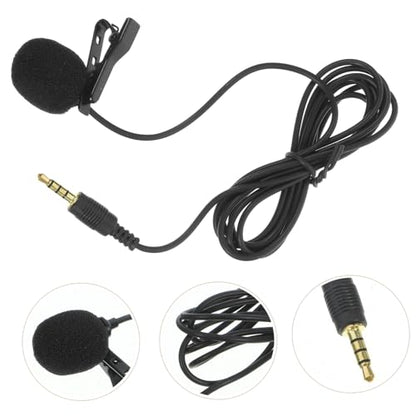NUOBESTY Portable Clip Lapel Microphone Lightweight Mini Lavalier Mic for Clear Hands Recording Compatible with Smartphones Cameras Plug and Play Easy Operation