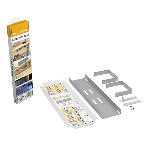 D-Line Under Desk Cable Management Tray, Cable Basket for Extension Blocks, Self-Adhesive or Screw-fix, Regain Wasted Space & Improve Appearance - Grey - color: Grey