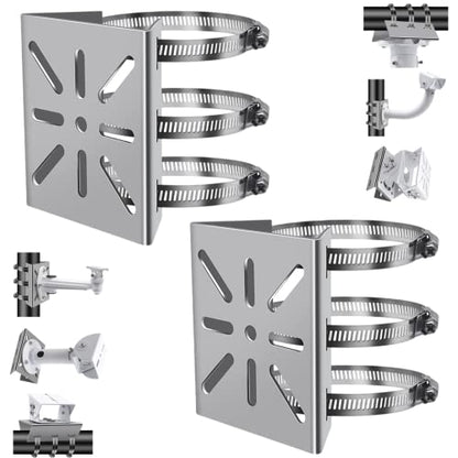 2pcs Universal Wall Mounting Bracket with 6 Loops | Stainless Steel Vertical Pole Mount Adapter for CCTV Security Camera PTZ Dome Indoor Outdoor AP Access Point Client CPE - size: 2Pack
