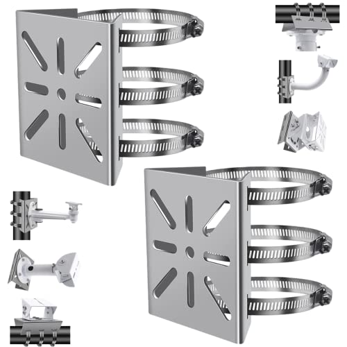 2pcs Universal Wall Mounting Bracket with 6 Loops | Stainless Steel Vertical Pole Mount Adapter for CCTV Security Camera PTZ Dome Indoor Outdoor AP Access Point Client CPE - size: 2Pack
