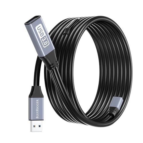 BlueRigger Active USB 3.0 Extension Cable 50FT (5 Gbps USB Extender Cord, in-Wall CL3 Rated) - Long USB Extension Cable for Webcam, VR Headset, Printer, Hard Drive, Keyboard, Mouse - color: Grey USB 3.0, size: 50FT