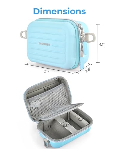 BAGSMART Digital Camera Case, Small Camera Bag with 2 Carrying Ways, Blue | Lightweight Camera Sling Bag for Canon Powershnot ELPH 180/190/Sony DSCW800/DSCW830, Waterproof & Protective - color: Blue