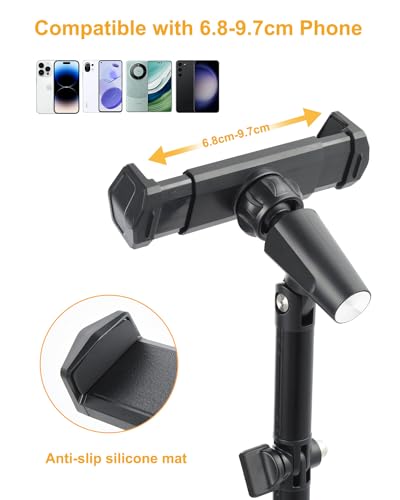 UTEBIT Cell Phone Stand, 6-15" Height Adjustable Cell Phone Holder for Desk | Retractable Cell Phone Stand,Tablet Stand Holder for 4.7"-15.6" Screen iPhone Samsung, iPad, Kindle, eBook Reader, Black