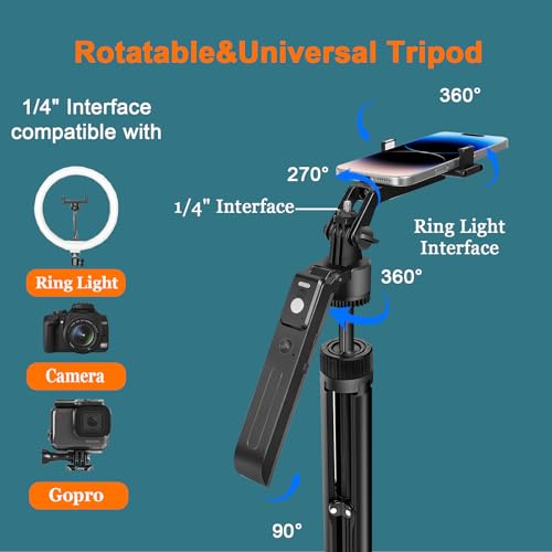 70.9” Auto Face Tracking Tripod for iPhone Anriod Phone,Vlogging Kit | Content creator essentials,with light , 360 rotatable tripod, with wireless microphone and remote - style: With T20 Mic