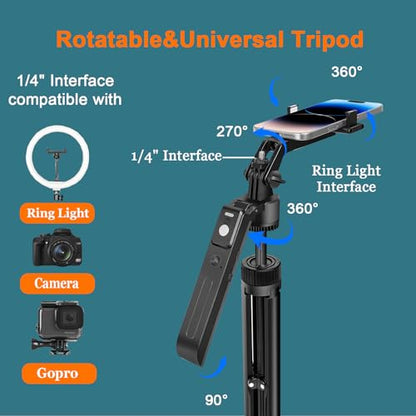70.9” Auto Face Tracking Tripod for iPhone Anriod Phone,Vlogging Kit | Content creator essentials,with light , 360 rotatable tripod, with wireless microphone and remote - style: With T20 Mic
