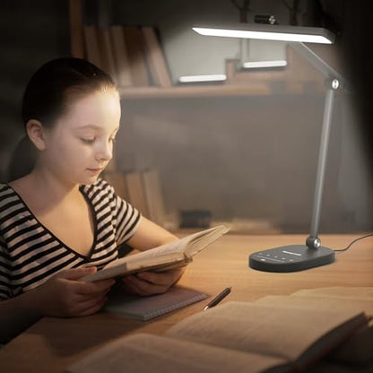 Honeywell Desk Lamp for Home Office, H4 Sunturalux™ Eye-Caring LED Desk Light, 700LM Dimmable Desk Lamp with Timer, Adjustable Desk Reading Light, Touch Auto Dimming Table Lamp for Study, Bedroom - color: Black