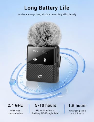 Mini Wireless Lavalier Microphone for iPhone, iPad, Android Phone, Noise Reduction Plug and Play Magnetic Clip on Lapel Mic for Video Recording Podcast Vlogging