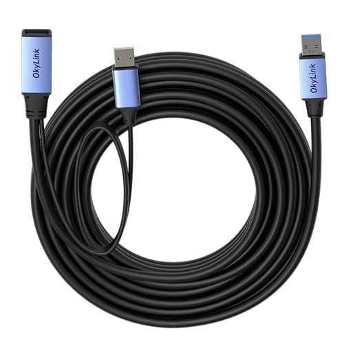 OkyLink Active USB 3.0 Extension Cable A to A, Male to Female 25ft | 8m, 3.2 Gen1, with Power Cable, 5Gbps, Plug and Play,for CCTV Camera, Printer - color: USB3.0(5Gbps), size: 25ft (8m)