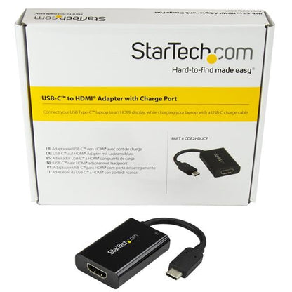 StarTech USB-C to HDMI 2.0 Active Adapter, 4K 60Hz, 60W PD, Black, 1080p - color: Black, style: 4K 60Hz w/ 60W PD Charge