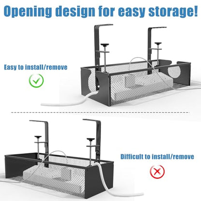 Under Desk Cable Management Tray, No Drill Steel Cord Organizer Kit with 52Pcs Different Essential Accessories for Home Office Standing Desk (13.4inch, Black) - size: 52-Piece