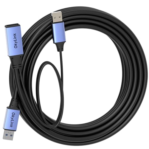 OkyLink Active USB 3.0 Extension Cable A to A, Male to Female 25ft | 8m, 3.2 Gen1, with Power Cable, 5Gbps, Plug and Play,for CCTV Camera, Printer - color: USB3.0(5Gbps), size: 25ft (8m)
