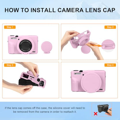 G7X Mark III Case, Protective Case for Canon Powershot G7X Mark III Digital Camera, Removable Lens Cover Silicone Sleeve Soft Camera Cover Rubber Protective Body Skin- Light Pink - color: Light Pink