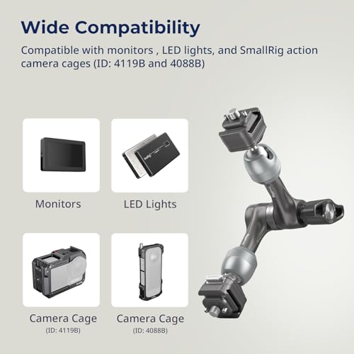 SMALLRIG 7" Rosette Magic Arm, HawkLock H21 Quick Release Structure, w 1/4"-20 Screws and Anti-Twist Pins, for Monitors, Lights, Max Load Cpacity 3.5kg - size: 7" (HawkLock)