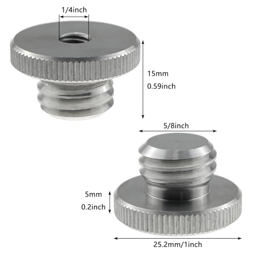 2pcs Aluminum Alloy 1/4" to 5/8" Threaded Screw Adapter for Tripod Laser Level Adapter