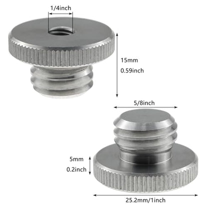 2pcs Aluminum Alloy 1/4" to 5/8" Threaded Screw Adapter for Tripod Laser Level Adapter