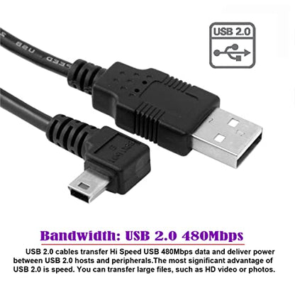 JSER Mini USB2.0 5Pin Type-B Male 90 Degree Right Angle to USB 2.0 Type-A Male Power Data Cable 480Mbps Compatible with Computer Camera Laptop Desktop MP3 MP4 (Right Angle 6ft/1.8m) - size: 1.8m, style: Right Angle