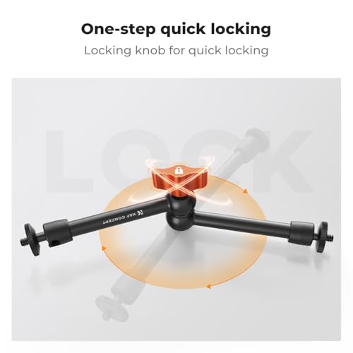 K&F CONCEPT 9.8" Magic Arm Clamp Kit with 1/4" & 3/8" Thread Screw 360° Ball Heads Articulating Magic Arm with Tripod Mount Adapter for Gopro/LED Lights/Monitor/Flash/Microphone/DSLR Camera - style: 9.8" with Adapter