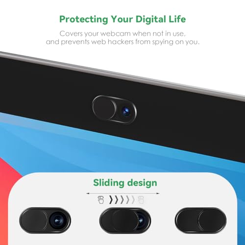CloudValley Webcam Cover Slide[2-Pack], 0.023 Inch Ultra-Thin Metal Web Camera Cover for Macbook Pro, iMac, Laptop, PC, iPad Pro, iPhone 8/7/6 Plus, Protect Your Visual Privacy [Black] - color: Black-2 Pcs
