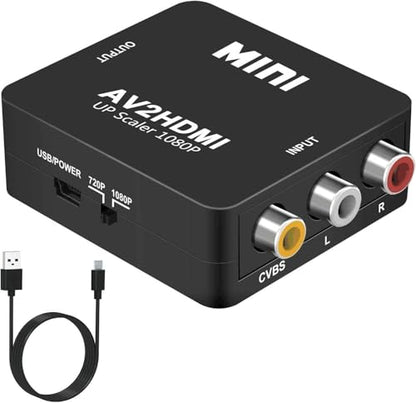 DigitConvert RCA to HDMI Converter, AV to HDMI Adapter, 1080P Mini RCA Composite CVBS Audio Video Converter Supports PAL/NTSC Compatible with PC/Laptop/Xbox /PS4 /TV/STB/VHS/VCR/Blue-Ray