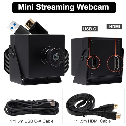 SVPRO HDMI Camera 4K USB3.0 Webcam 60FPS Wide Angle USB Camera 120 Degree M12 Lens Streaming Camera 4K 60FPS H.264 External Computer Camera,TV Camera - color: with 120 degree Distorition-Free Lens