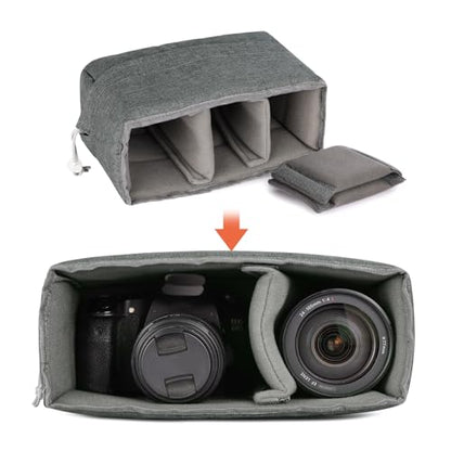 Koolertron Waterproof DSLR Camera Bag with Removable Insert, Adjustable Compartments, Fits in Camera Bags - Protective Case for DSLR/SLR Cameras & Accessories - color: Gray Green