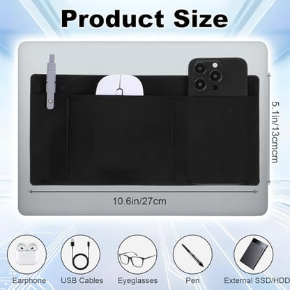 3-Pocket Organizer Mouse Holder for Laptop Stick on External Hard Drive SSD Holder Sleeve Computer Accessories Stick on Pouch Organizer Adhesive Pocket Storage Sleeve for Mouse HDD SSD Cables