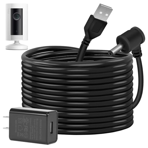 Charge Cords 30ft for Ring Weatherproof Indoor Outdoor Charging Cable with Quick 2Amp Power Adapter for Ring Stick Up Cam Battery 3rd Gen/2nd Gen & Spotlight Cam Battery (Black,1 Pack) - color: Black-For Ring, size: 1 Pack(30FT)