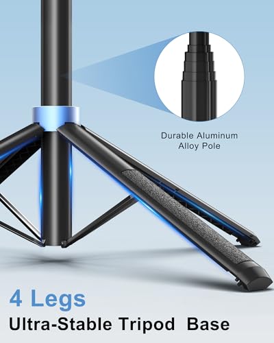 71" 4-Leg Selfie Stick Tripod for GoPro/Osmo Pocket 3/insta360/iPhone/Android, Cell Phone Tripod Stand with Remote & 360 Rotation Pan-Handle for Travel Vlogging Video Recording