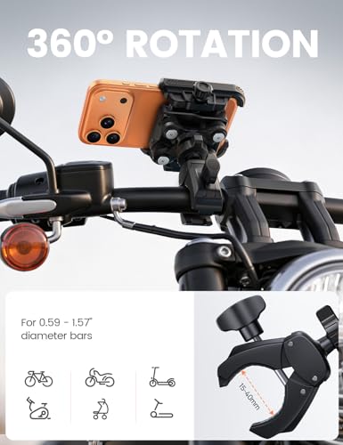 Lamicall Motorcycle Bike Phone Mount - [Upgrade Vibration Dampener] [Camera Friendly] Bike Phone Holder Handlebar Clamp, Bicycle Cell Phone Mount, iPhone 17 16 Pro Max, Galaxy S25 Ultra, 6-7.2" Phones - color: Black
