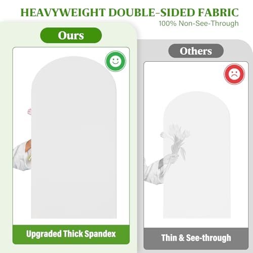 White Arch Backdrop Cover 7.2FT,6FT, Thick Double-Sided Spandex Balloon Arch Cover — Opaque, Wrinkle-Free, Machine Washable, Cover Only (No Stand) for Wedding, Baby Shower, Birthday Party - size: 7.2FT,6F