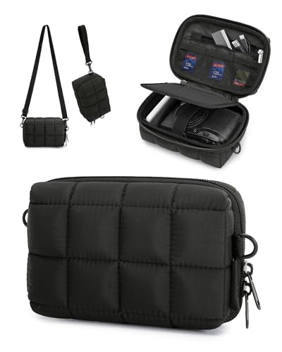 BAGSMART Digital Camera Case, Protective Puffy Camera Case with 2 Carrying Ways, Lightweight & Waterproof Small Camera Bag for Canon PowerShot G7X Mark II/III/Sony DSCW800/DSCW830 - Black - color: Black