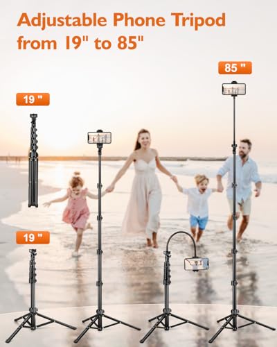 Phone Tripod, 85" Tall Tripod for iPhone with Remote, Gooseneck and Phone Holder, Overhead Phone Stand for Video Recording Watching Cooking Fitness Vlog, Compatible with iPhone Android, Black - size: 85 inch