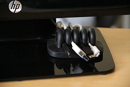 Desktop Cable Organizer, Weighted, No Bad Smell, Bundled with 4 Reusable Cable Ties (Black) - color: Black