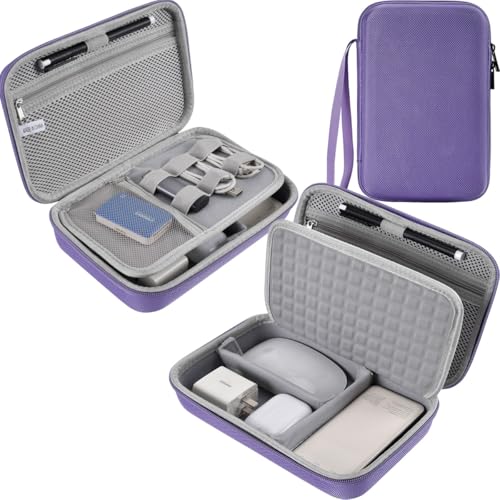 Hard Travel Electronic Organizer Case for MacBook Power Adapter Chargers Cables Power Bank Apple Magic Mouse Apple Pencil USB Flash Disk SD Card Hard Drive Waterproof Shockproof Accessories Bag Case - color: Purple - 2