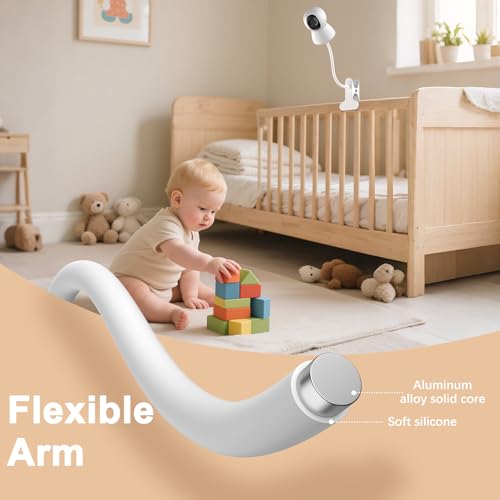 Baby Monitor Mount - Universal Adjustable Monitor Flex Stand for Hello Baby, Nanit Pro, Infant Optics, VTech & Most Baby Monitors - Detachable Arm Camera Clip Mount with Cute Stickers for Crib - size: Monitor Mount Only