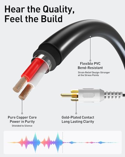 VCE 3.5mm Female to 2 RCA Splitter Male Stereo Audio Y Cable 2-Pack, Gold Plated Adapter Compatible for TV,Smartphones, MP3, Tablets, Speakers,Home Theater (39 inch) - size: ['39 inches']